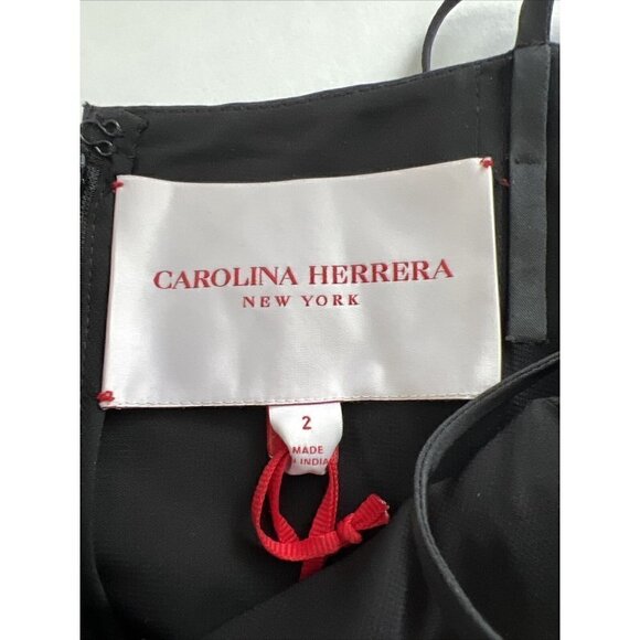 Carolina Herrera size 2 Floral Beaded Embroidered Column Gown Dress Black White - Picture 13 of 16